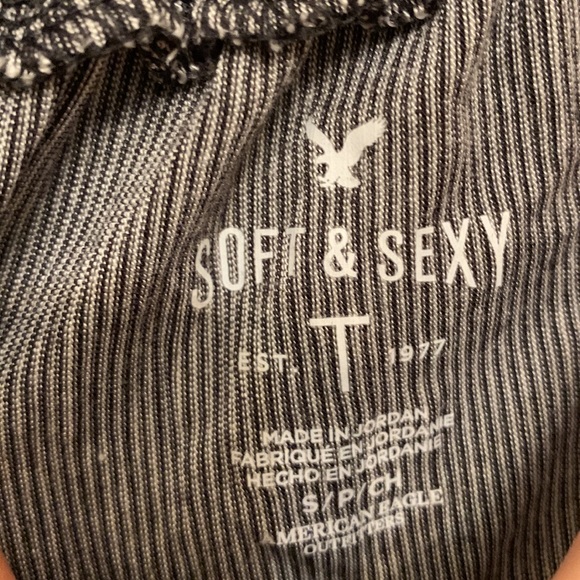 American Eagle soft and sexy t-shirt blouse. Black and white striped. - Picture 2 of 2